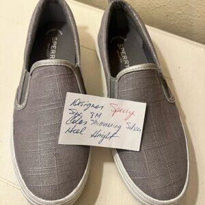 Sperry Women's 8 Top-Siders Shimmery Silver Gray